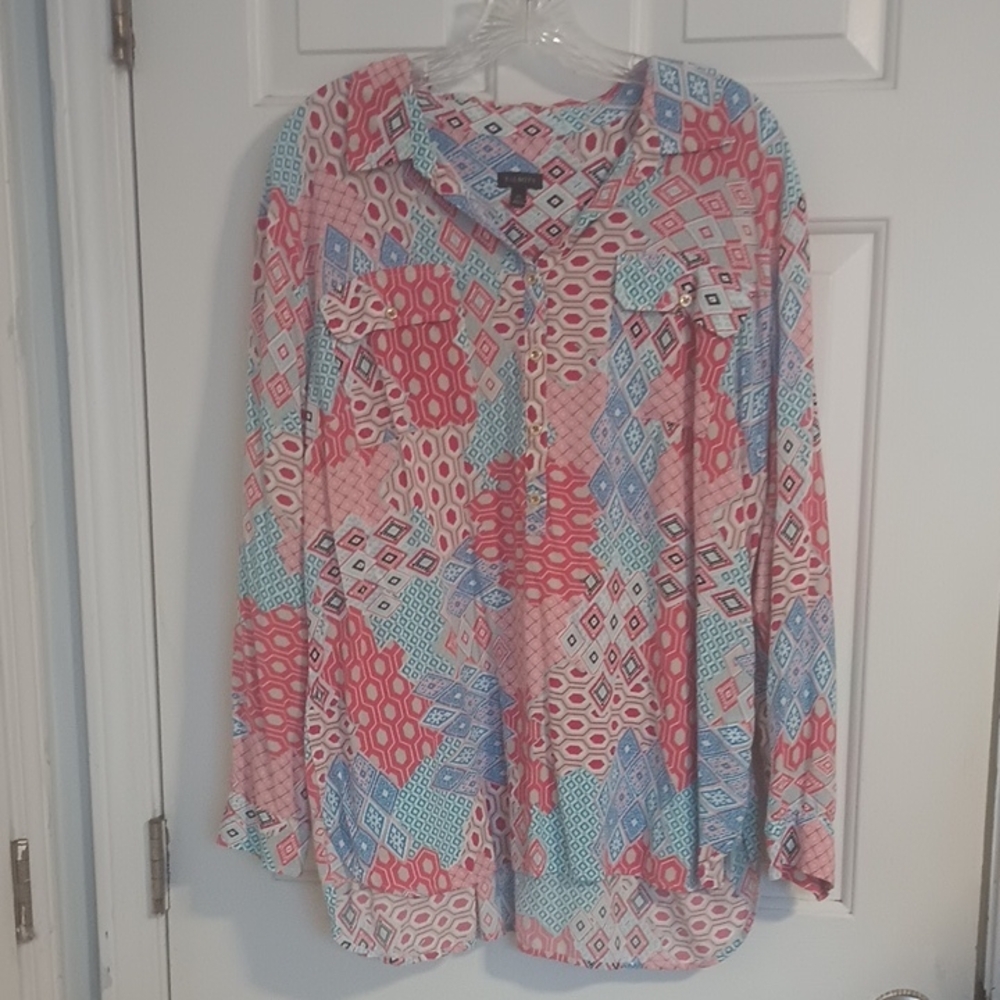 Talbots Multicolor Geometric Blouse